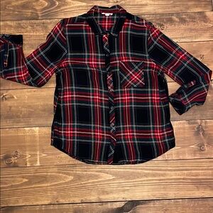 Women's Red and Black Plaid Shirt